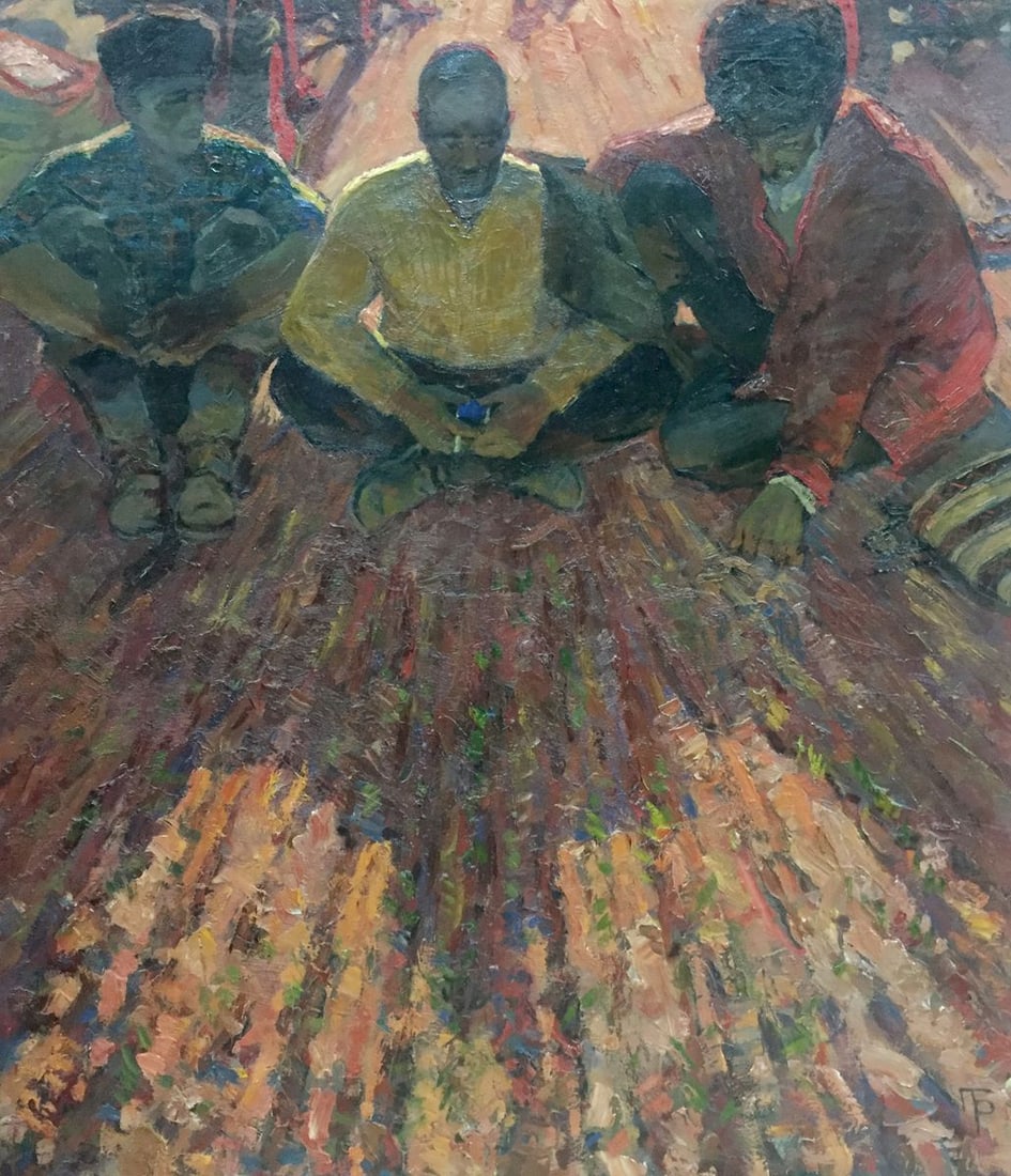 Oil painting On the ground Brusentsov Gennady Yakovich: Title: Oil painting On the ground Brusentsov Gennady Yakovich Description: No. Vern 282 *** ABOUT THIS PAINTING *** * TITLE: "On the ground" * ARTISTS: Brusentsov Gennady Yakovich * SIZE: 70x60 cm/'27