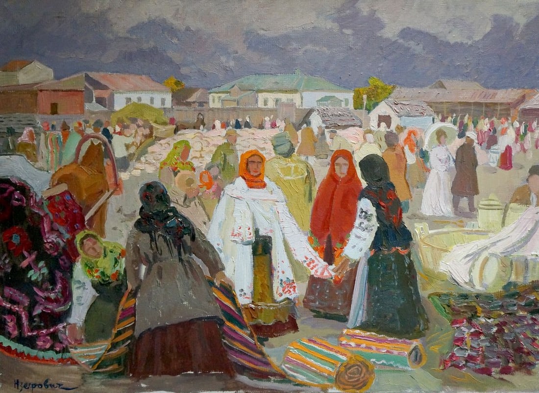 Oil painting On the market Yuzefovich Natalia Vladimirovna: Title: Oil painting On the market Yuzefovich Natalia Vladimirovna Description: No. Vern 708 *** ABOUT THIS PAINTING *** * TITLE: "On the market" * ARTISTS: Yuzefovich Natalia Vladimirovna * SIZE: 56x7