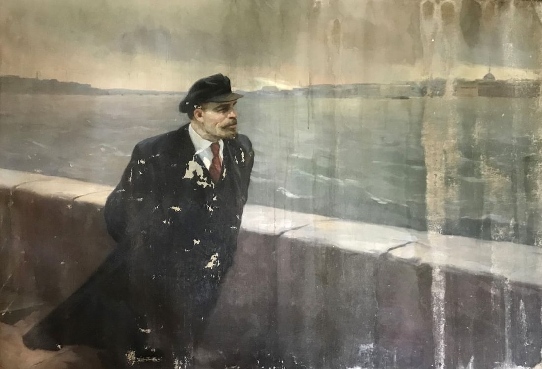 Oil painting Lenin on the embankment Mykhailo Tsalovich Loshak: Title: Oil painting Lenin on the embankment Mykhailo Tsalovich Loshak Description: For an additional fee, if necessary, we can restore the painting.No. AAA2896"Lenin on the Waterfront" is a captivatin