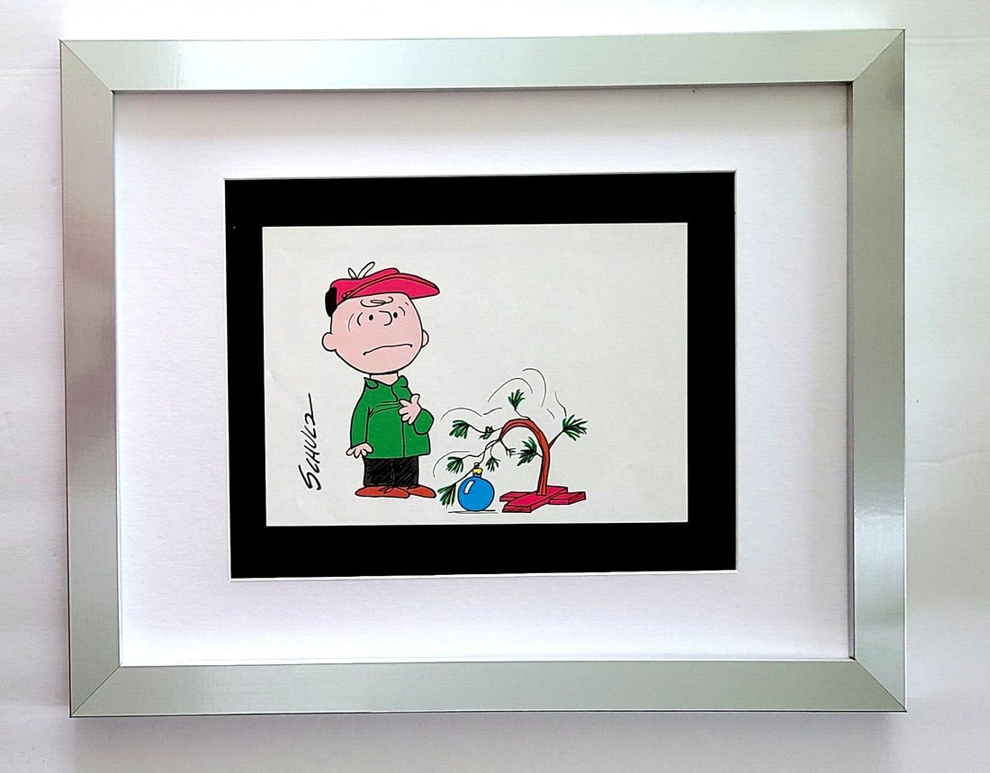 Charles Schulz Snoopy Peanuts Signed 1968 Christmas Cartoon Print Framed: WE HAVE FOR SALE TODAY THIS BEAUTIFUL VINTAGE 1968 OFFSET LITHOGRAPH AFTER CHARLES M. SCHULTZ " CHRISTMAS PEANUTS CARTOON " FACSIMILE SIGNED IN INK THIS ART PRINT IS MATTED AND MOUNTED ON A 14 X 11 IN