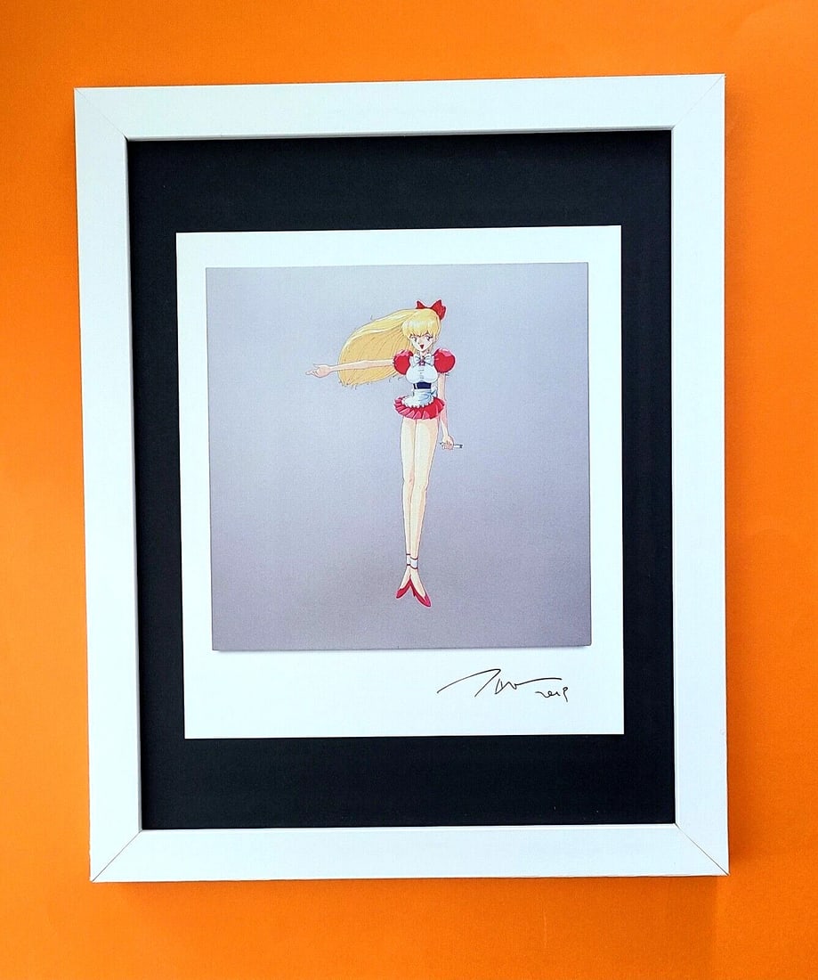 TAKASHI MURAKAMI + AWESOME SIGNED ART PRINT FROM JAPAN + WITH NEW FRAME 14x11in.: We have for Sale this Framed Print After TAKASHI MURAKAMI AWESOME VINTAGE PRINT ON GLOSSY PAPER FACSIMILE SIGNED IN INK FULL OF COLOR PRINT FRAME COVERS AN AREA OF 15 X 12 in MOUNTED AND FRAMED EXCELL