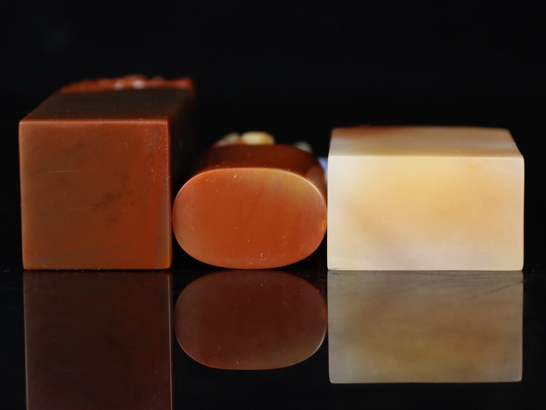A Set Five Shoushan Stone Seal Statue - 5