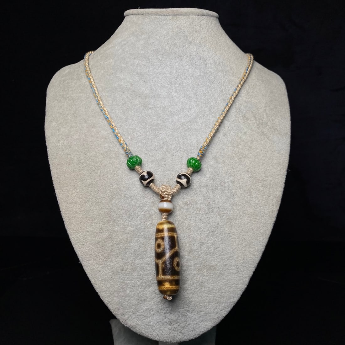 Tibetan Four Eyes DZI Agate Pendant - 2