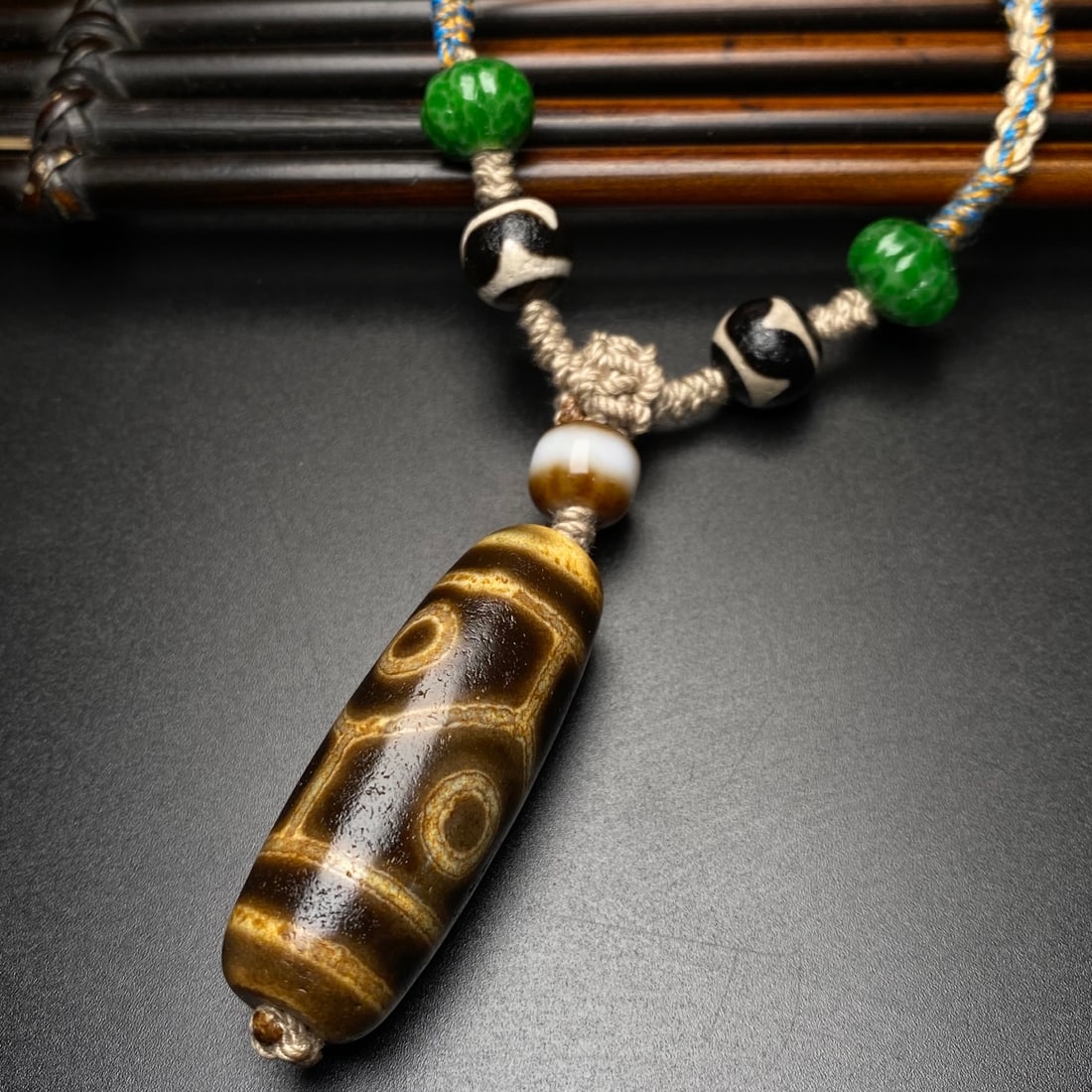 Tibetan Four Eyes DZI Agate Pendant - 3