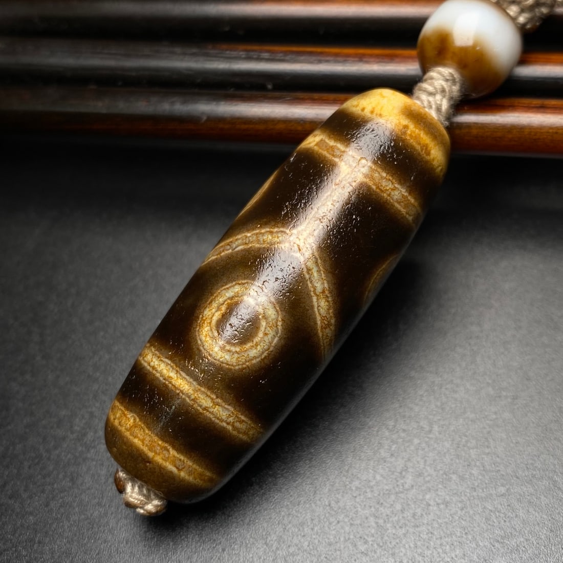 Tibetan Four Eyes DZI Agate Pendant - 4