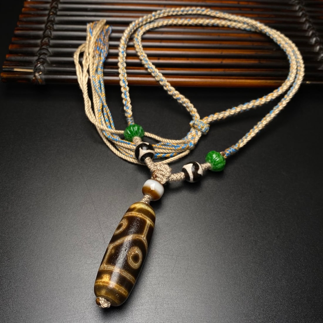 Tibetan Four Eyes DZI Agate Pendant - 7