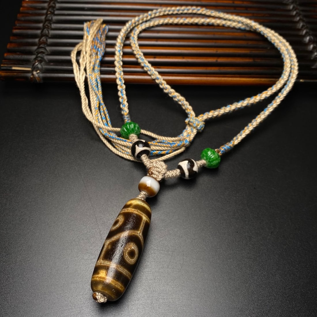 Tibetan Four Eyes DZI Agate Pendant - 8