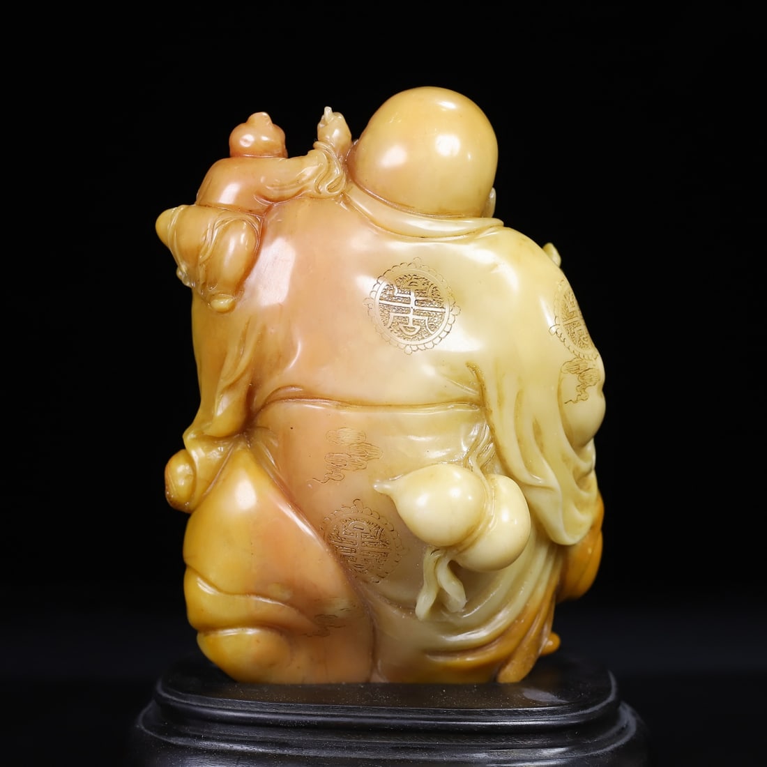 Tianhuang Shoushan Soapstone Hand-Carved Buddha & Kid Statue - 6