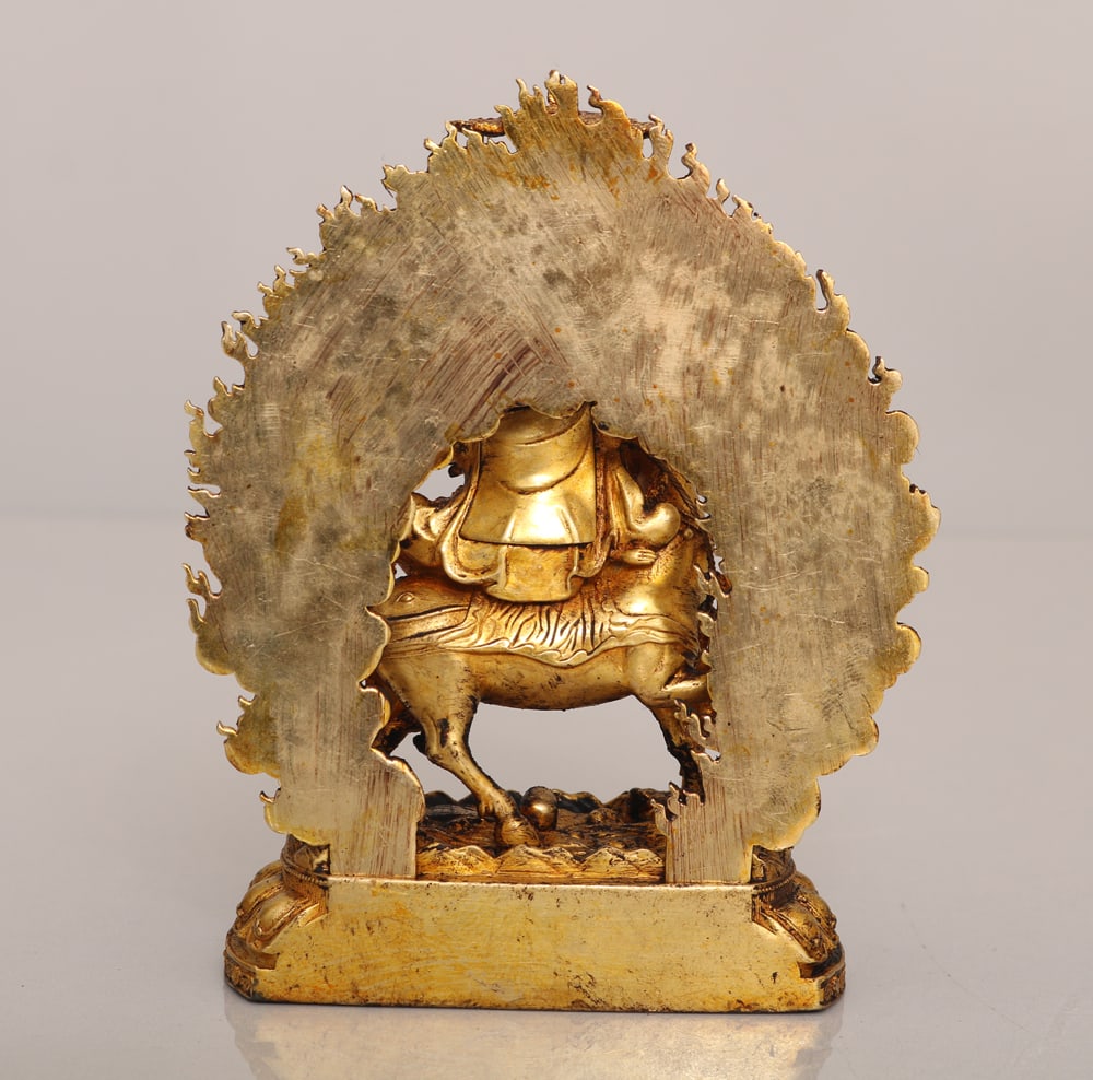 Gilt Gold Bronze Statue - Horse & Buddha - 7