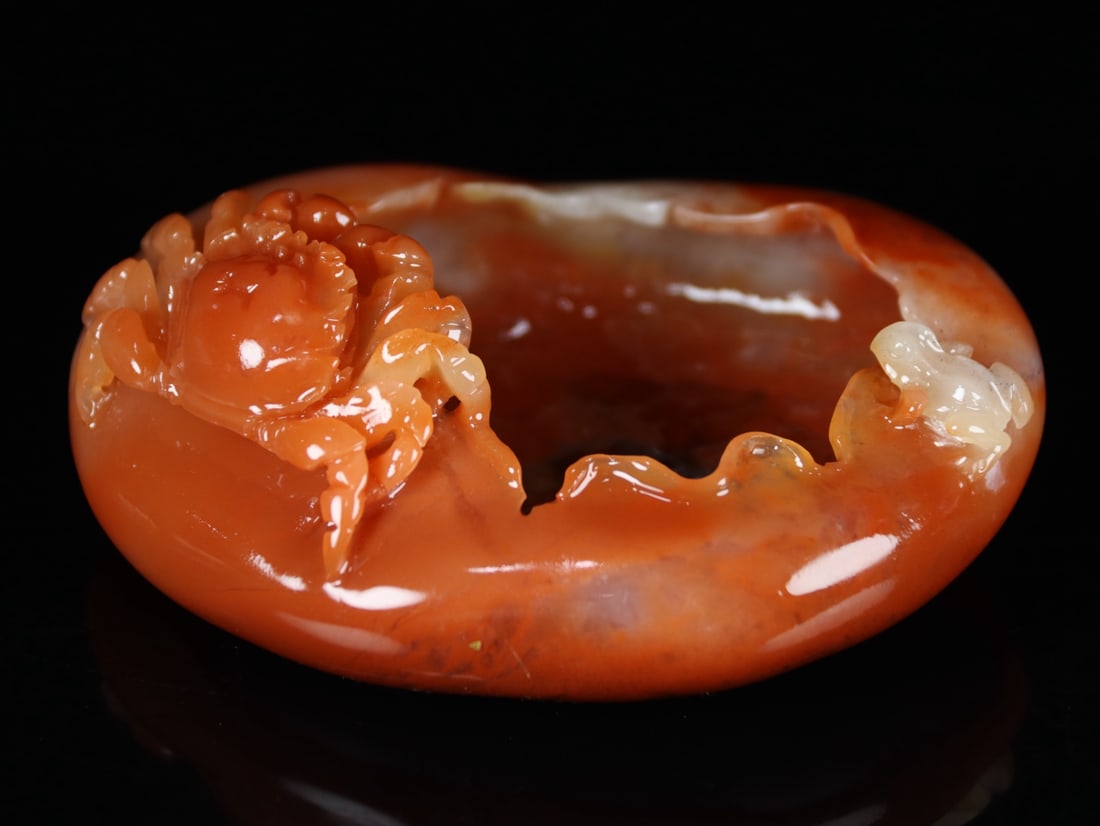 Shoushan Stone Hand-Carved Crab Brush Washer - 2