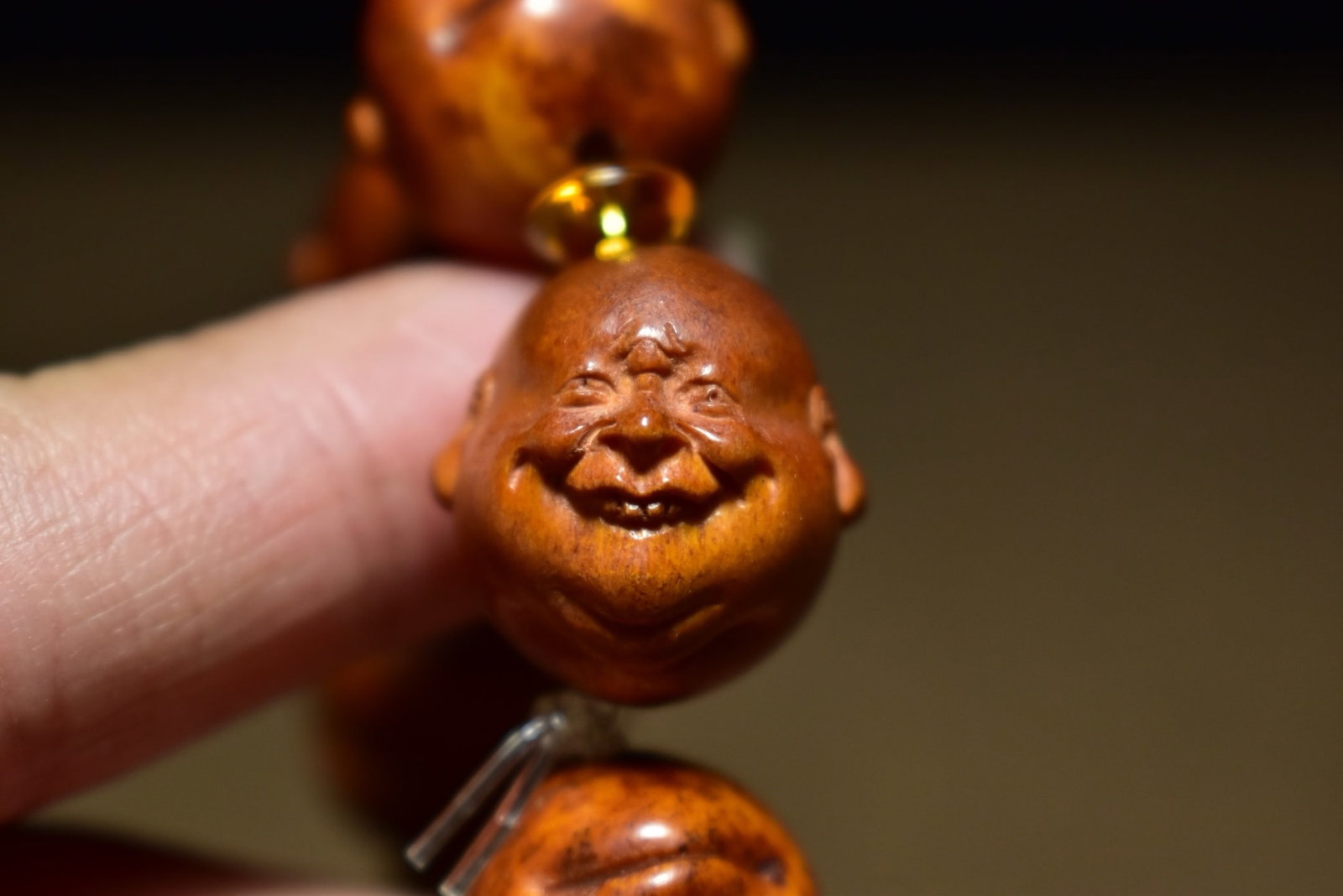 Horn Hand-Carved Laughing Buddha Bracelet Bangle - 2