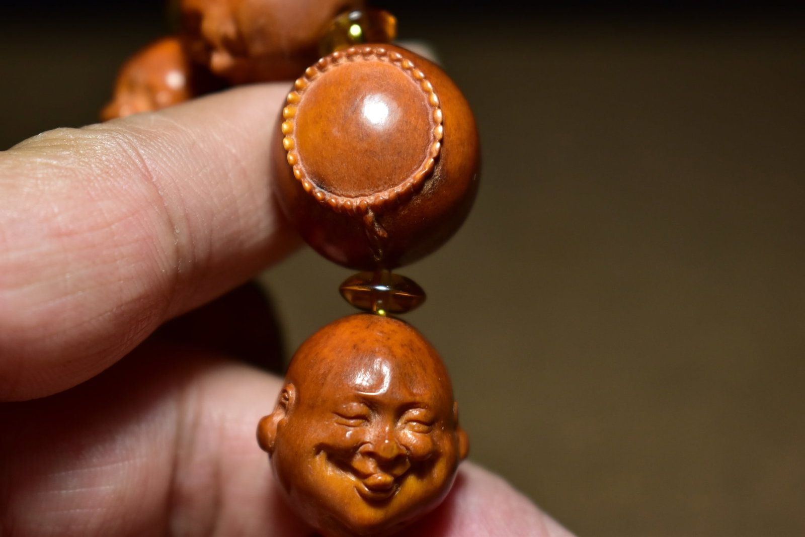 Horn Hand-Carved Laughing Buddha Bracelet Bangle - 4