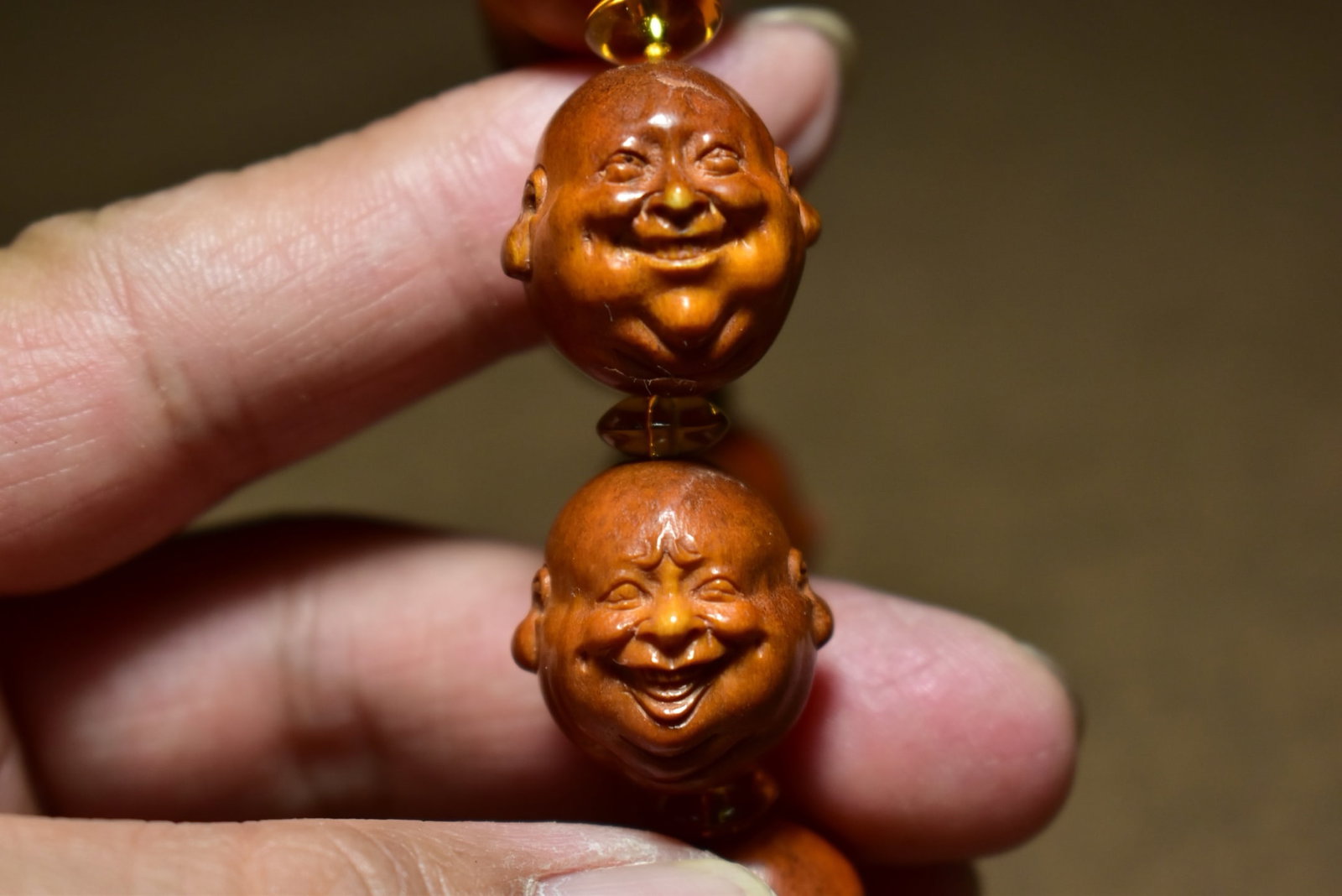 Horn Hand-Carved Laughing Buddha Bracelet Bangle - 6