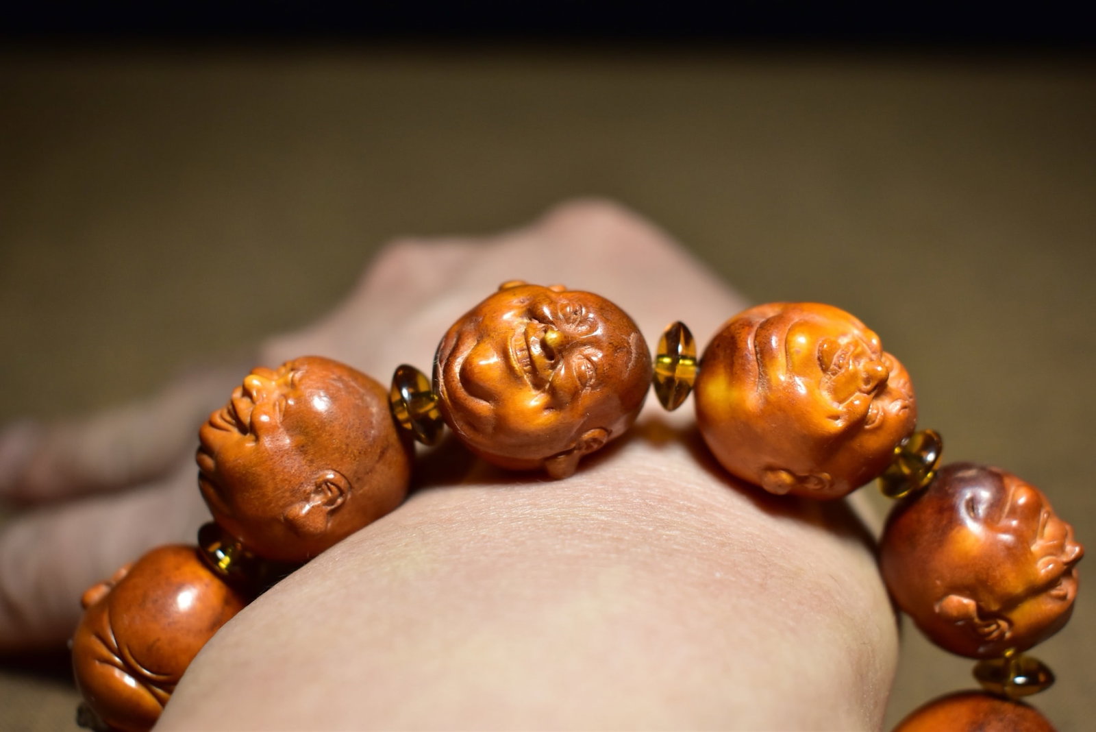 Horn Hand-Carved Laughing Buddha Bracelet Bangle - 8