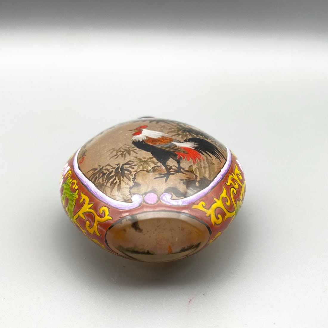 Peking Glass Inside Painting Rooster Snuff Bottle - 2