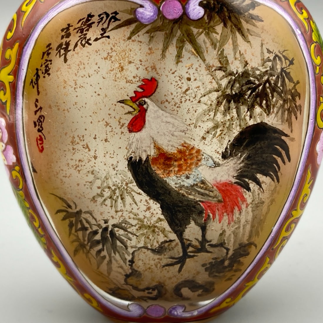 Peking Glass Inside Painting Rooster Snuff Bottle - 8