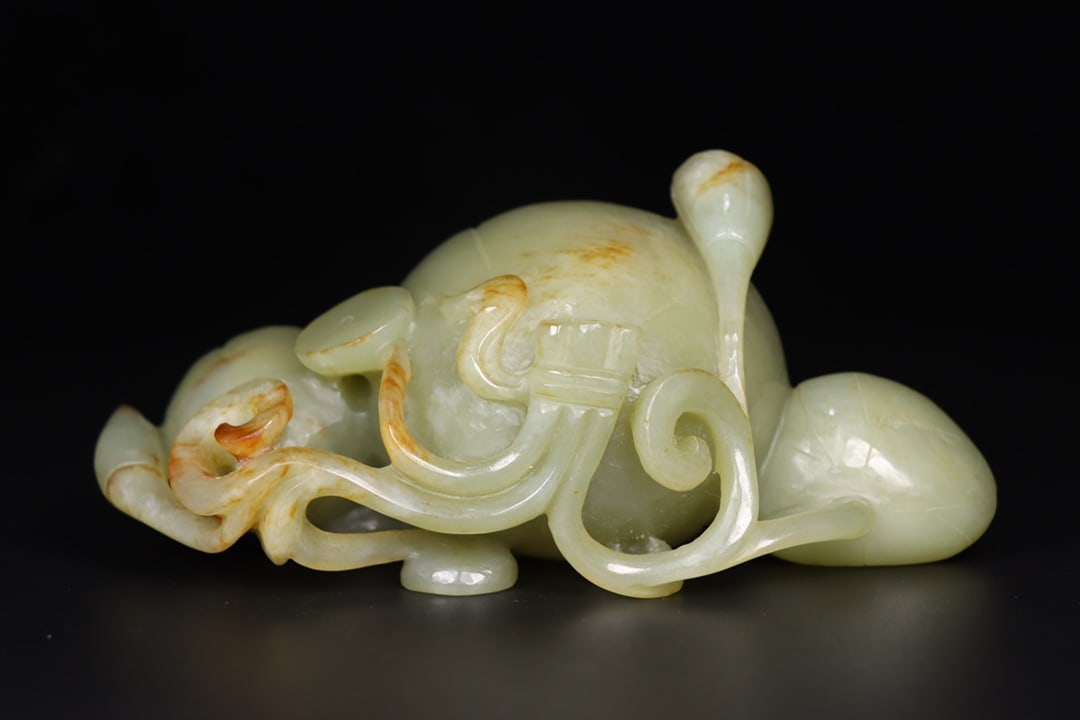 Hetian Jade Hand-Carved Lotus Brush Washer Statue Old - 2