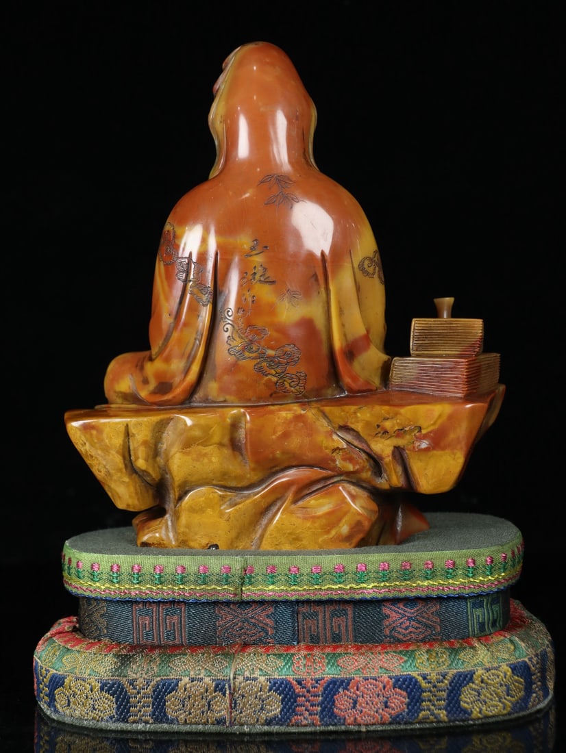 Old Chinese Shoushan Stone Statue - Kwan-yin - 6