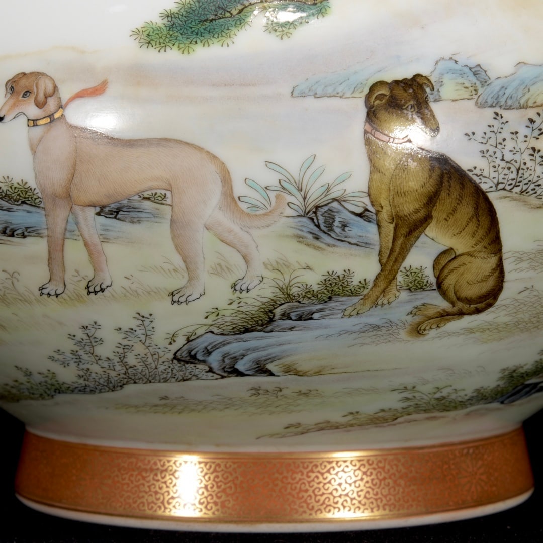 Gilt Gold Famille Rose Porcelain Vase w Qianlong Mark - 4