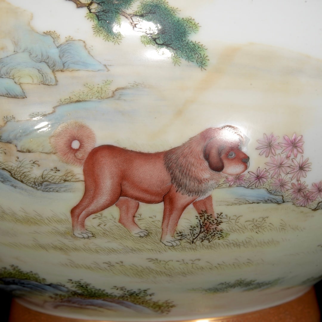 Gilt Gold Famille Rose Porcelain Vase w Qianlong Mark - 5