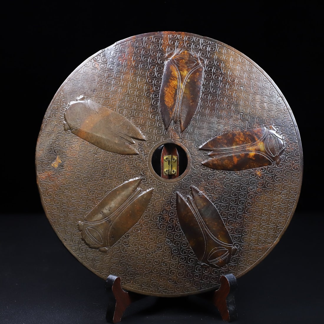 Old Chinese Hetian Jade Cicada Bi Statue - 3