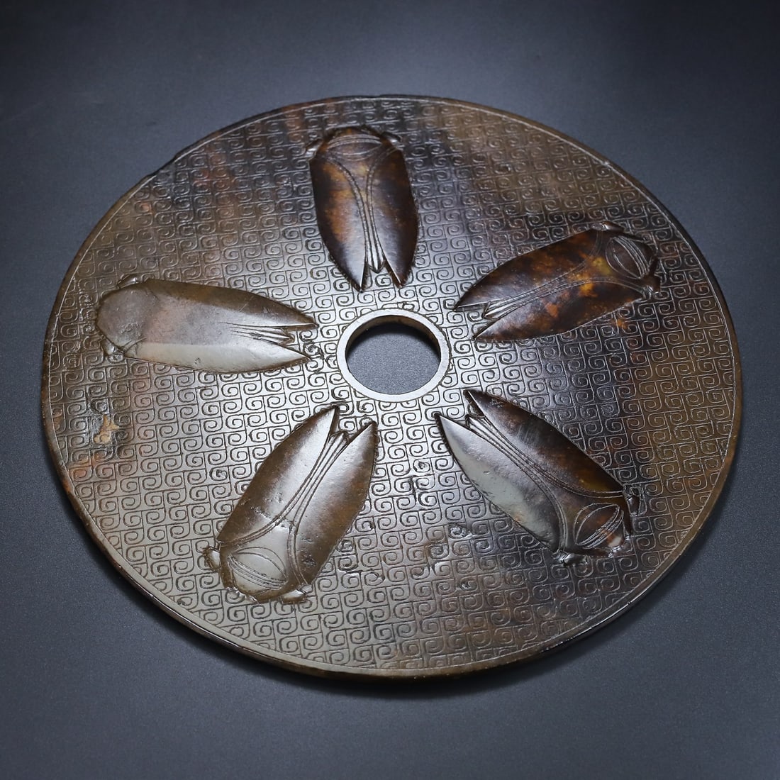 Old Chinese Hetian Jade Cicada Bi Statue - 5