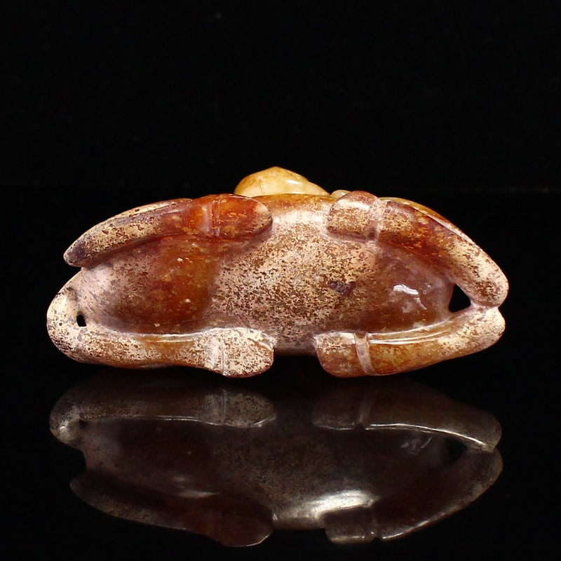 Old Chinese Hetian Jade Horse Monkey Statue - 3