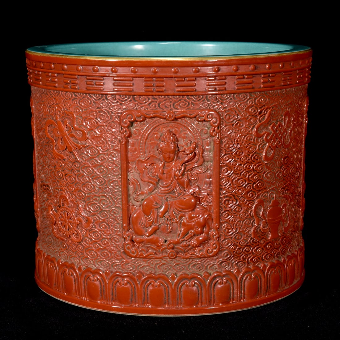 Openwork Famille Rose Porcelain Peony Brush Pot - 9