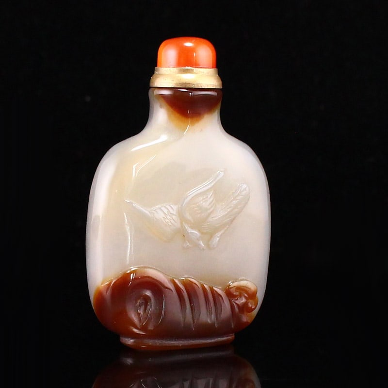 Agate Crane Snuff Bottle - 5