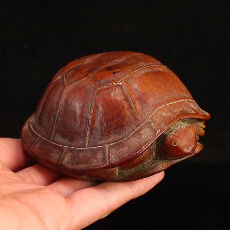 Old Bamboo Dragon turtle Statue - 3