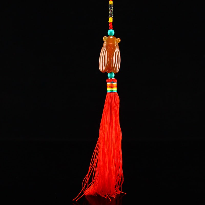 Red Agate Cicada Pendant - 2