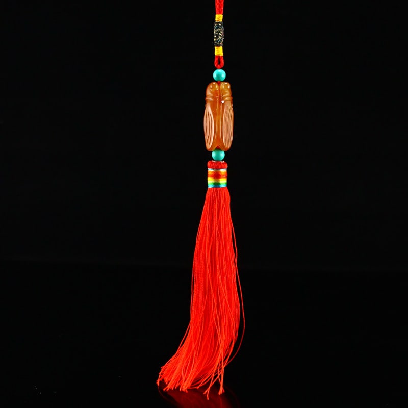 Red Agate Cicada Pendant - 3