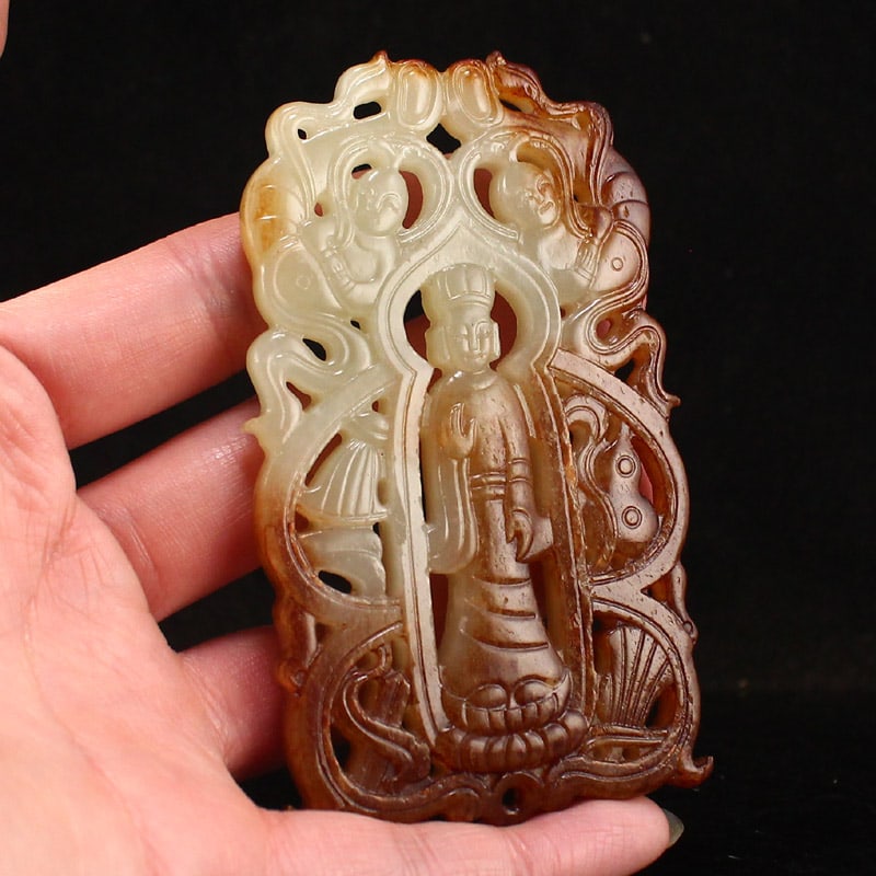 Openwork Hetian Jade Pendant - Figure - 5