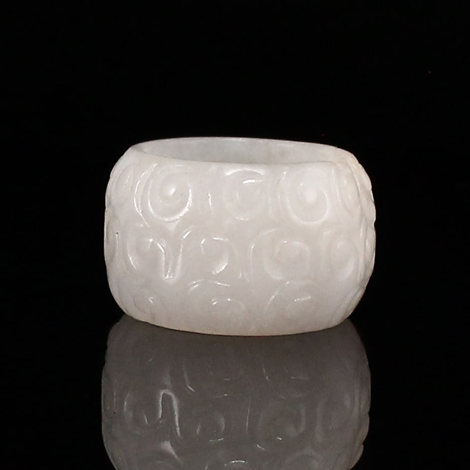 Natural Hetian Jade Thumb Ring - 2