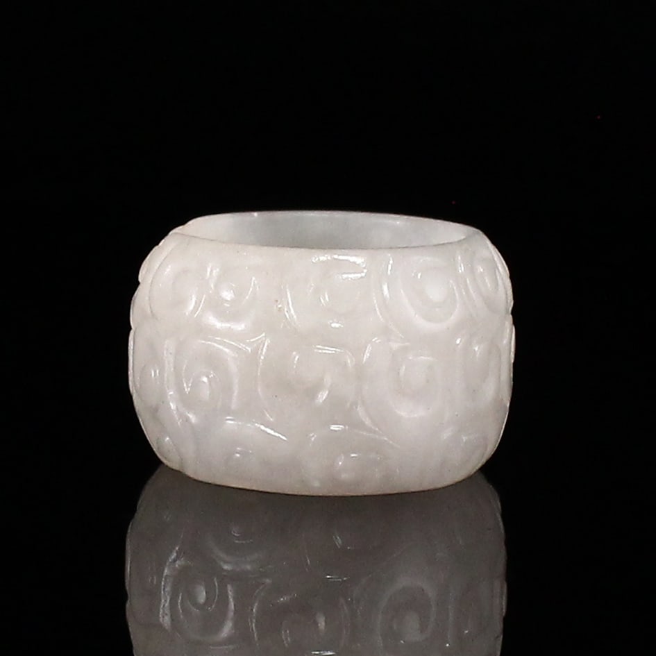Natural Hetian Jade Thumb Ring - 4