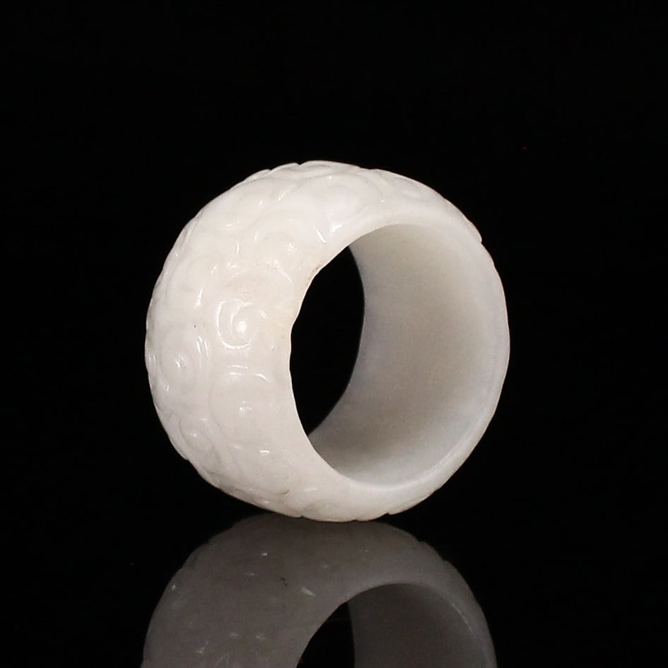 Natural Hetian Jade Thumb Ring - 5