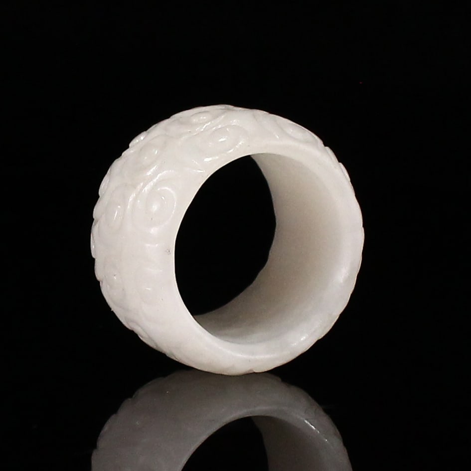 Natural Hetian Jade Thumb Ring - 6
