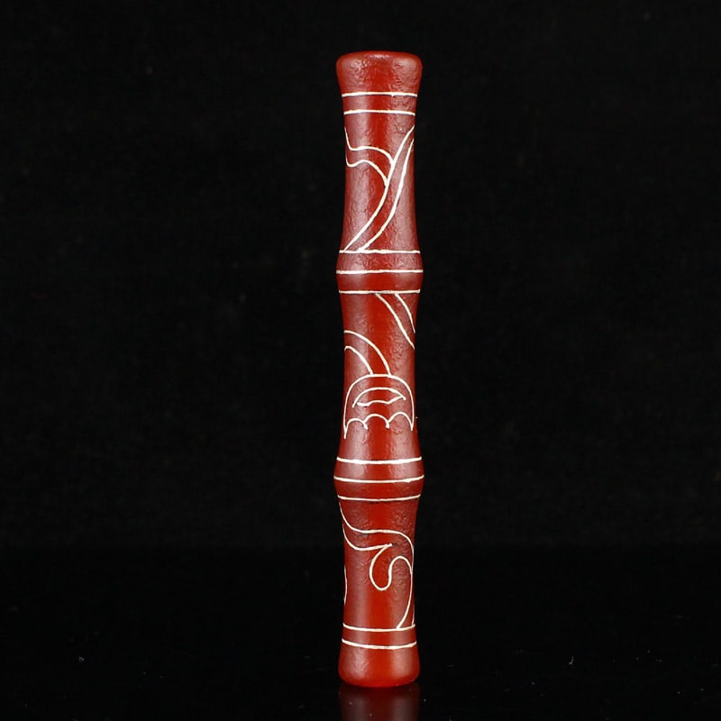 Red Agate Inlay Silver Wire Cigarette Holder - 2