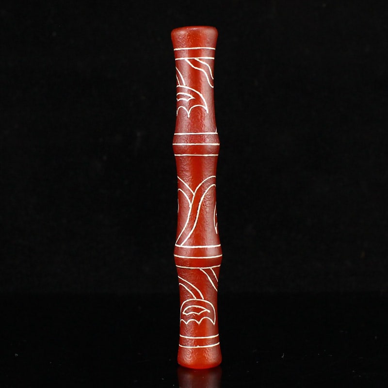 Red Agate Inlay Silver Wire Cigarette Holder - 3