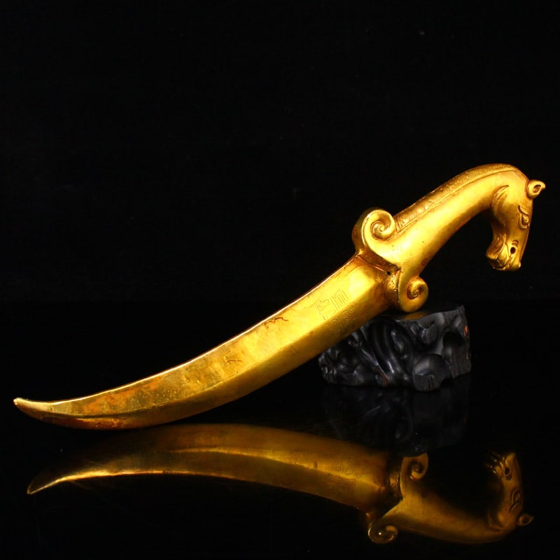 Vintage Gilt Gold Copper Statue - Dagger - 3