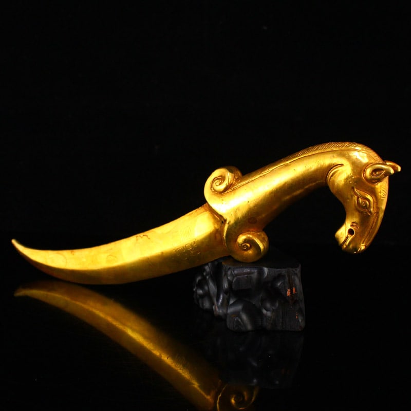 Vintage Gilt Gold Copper Statue - Dagger - 5