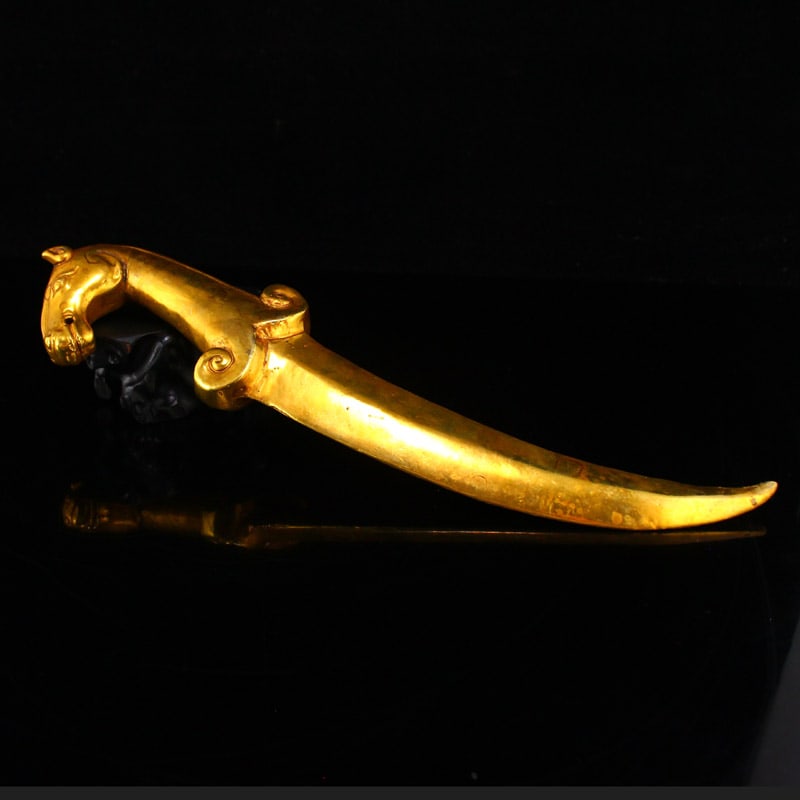 Vintage Gilt Gold Copper Statue - Dagger - 6