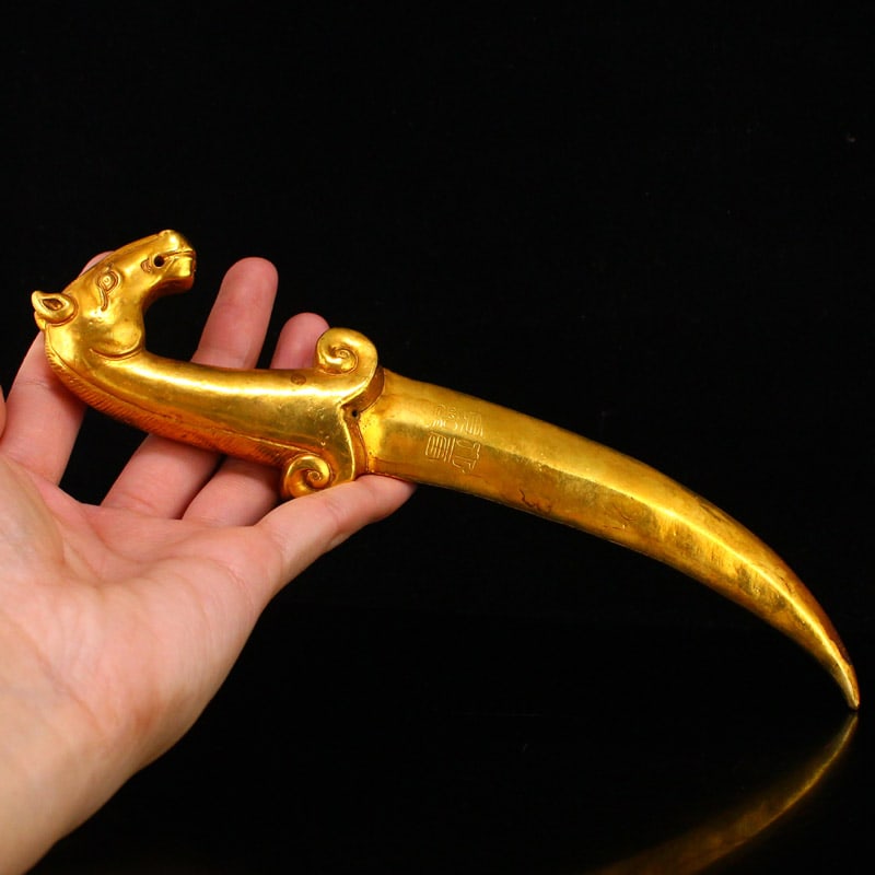 Vintage Gilt Gold Copper Statue - Dagger - 8