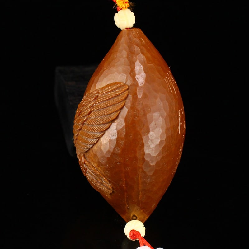 Olive Nut Hand-Carved Eagle Pendant - 5