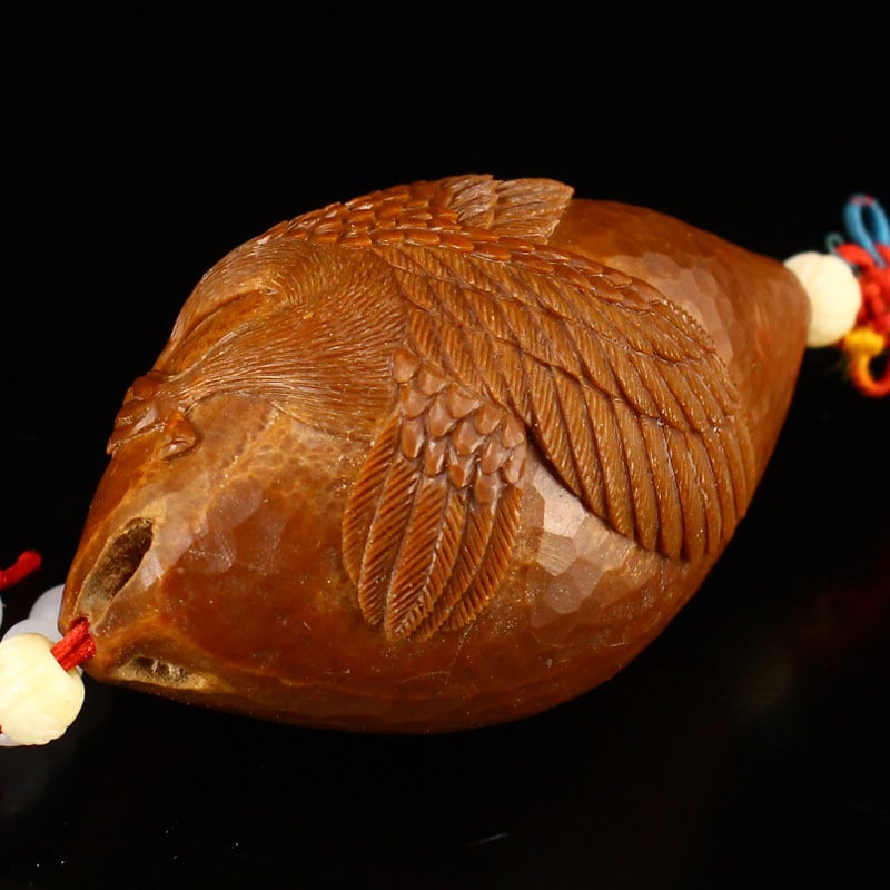 Olive Nut Hand-Carved Eagle Pendant - 8