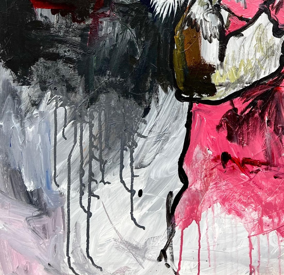 Oshorenoya David Francis, Her Quest - 21st Century, Contemporary, Figurative Impasto, Woman, Pink, - 13