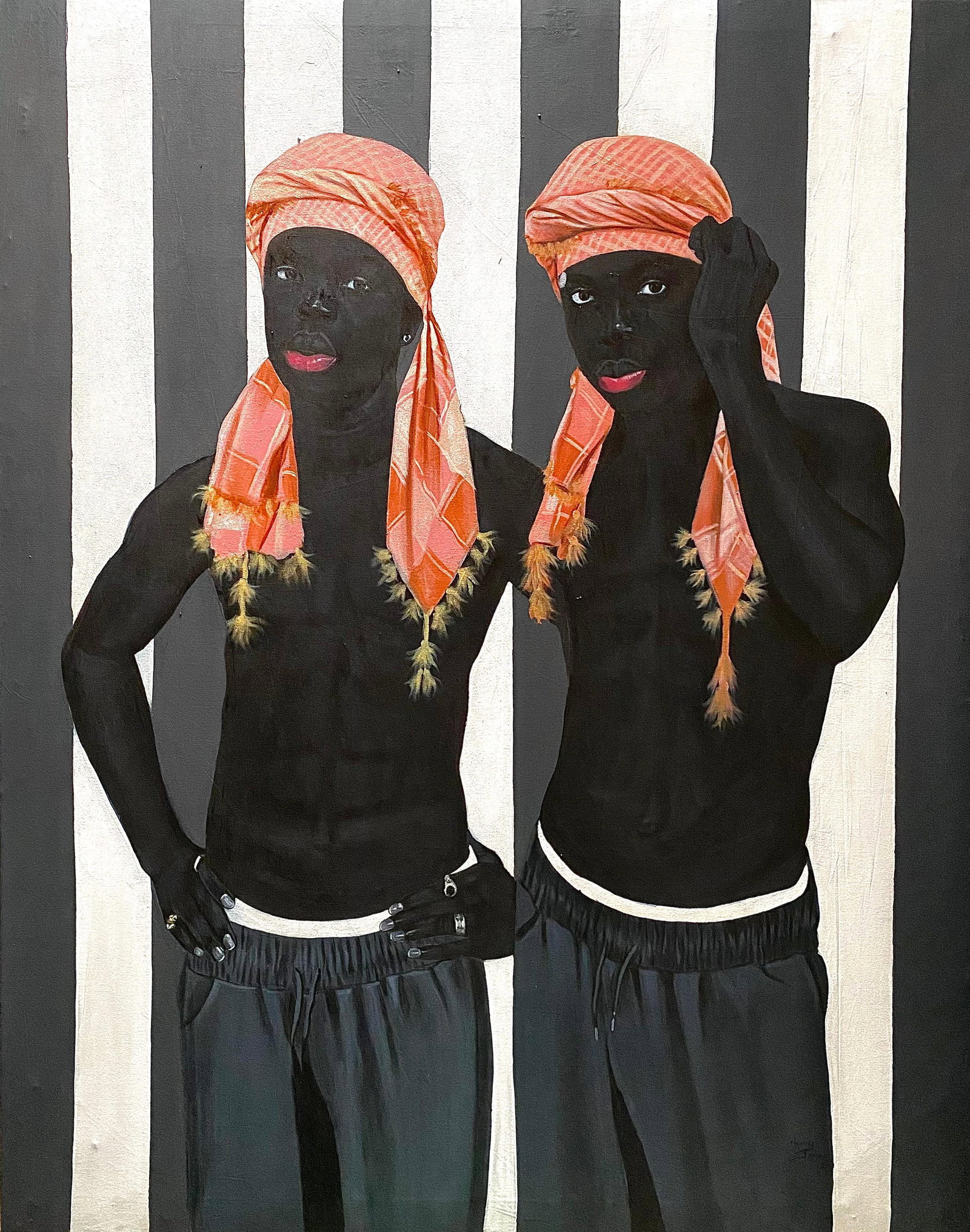 Henry James, Brotherhood -21st Century, Contemporary, Figurative Portrait, Black Men, Acrylic, 2024 - 5