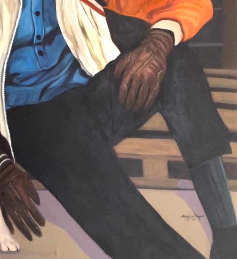 Akingbade Mayowa, At The Warehouse - 21st Century, Contemporary, Figurative Portrait, Woman, Dog, - 3