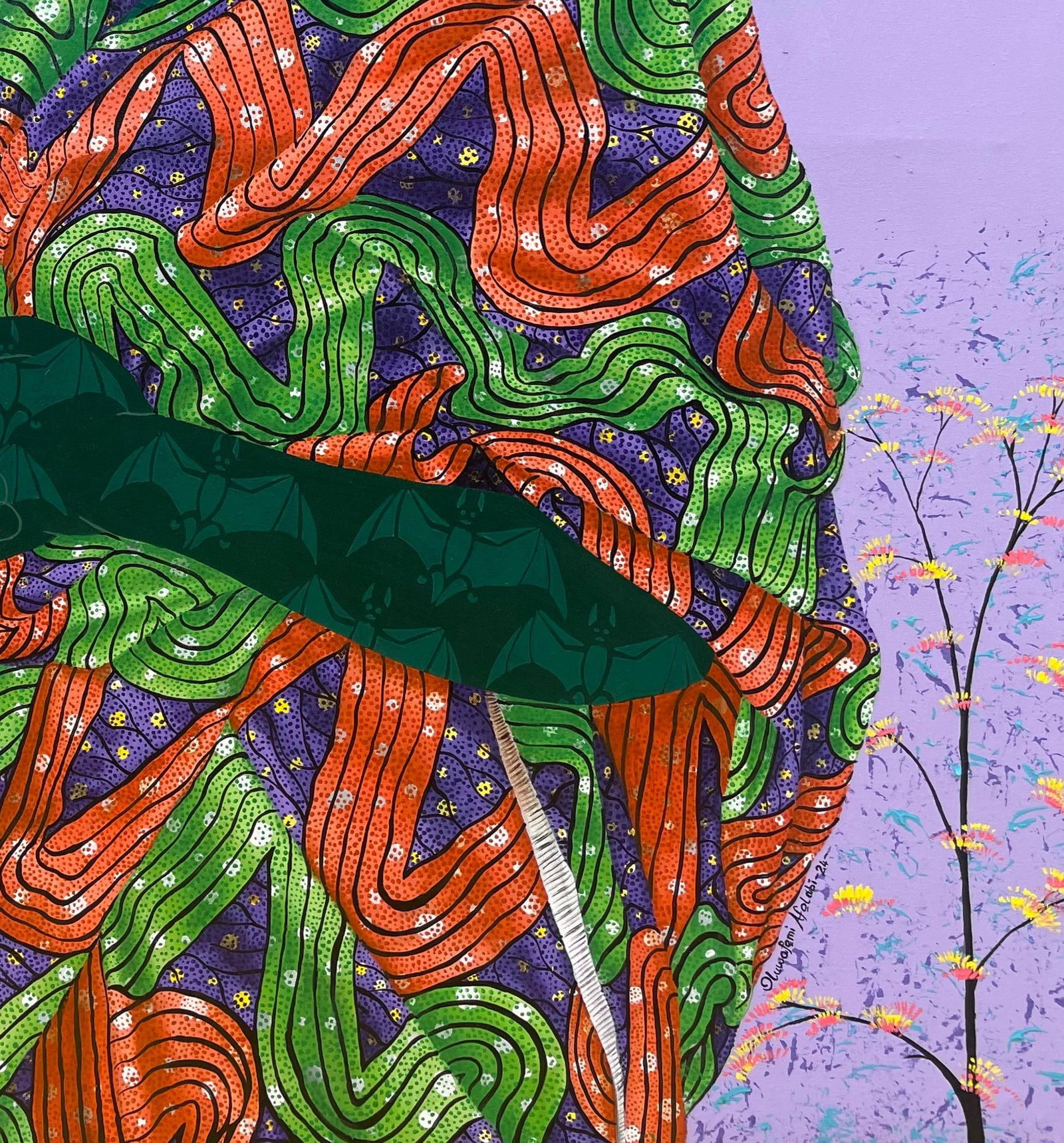 Oluwafemi Afolabi, Inner Nature 1 - 21st Century, Contemporary, Figurative, Women on African Fabric, - 9
