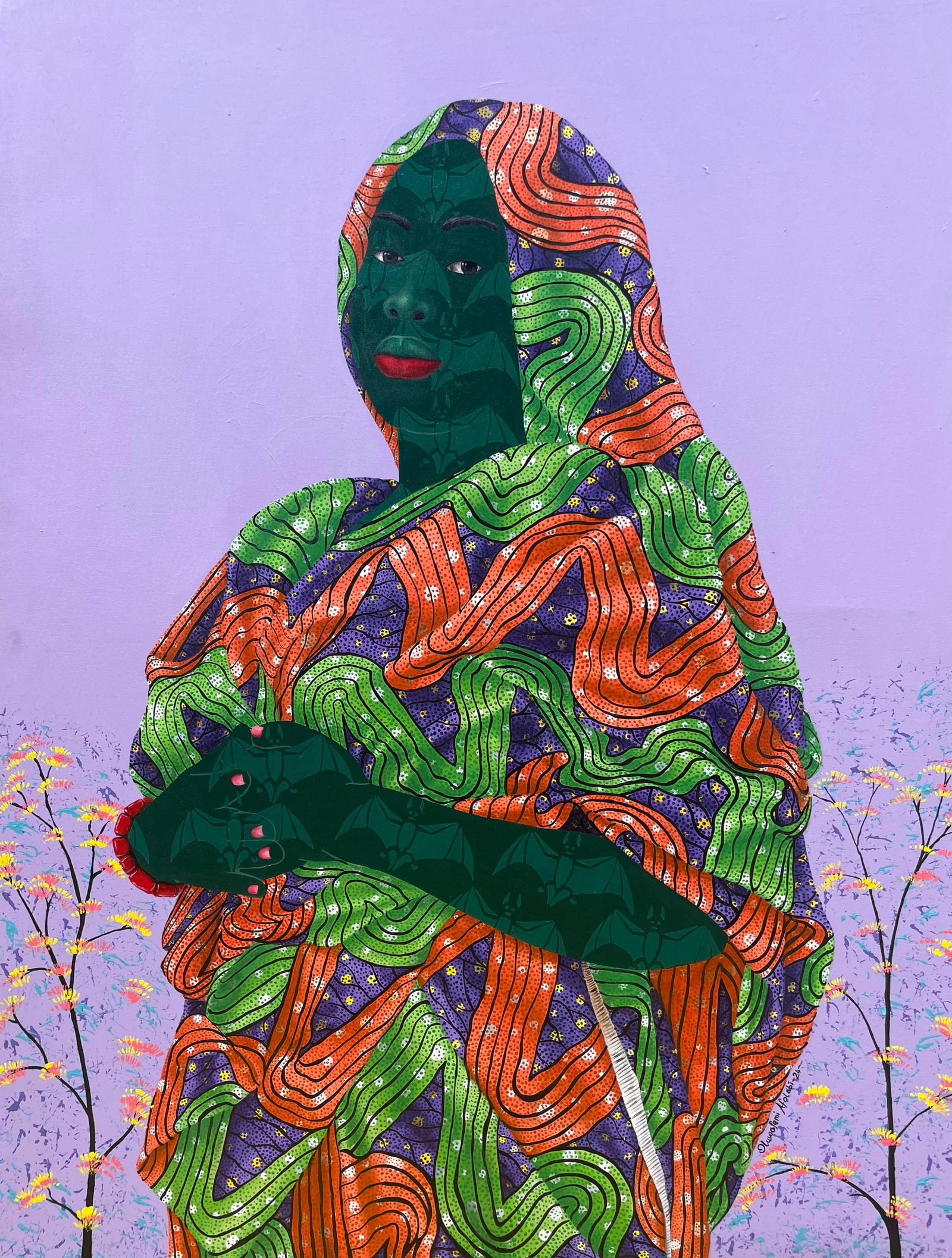 Oluwafemi Afolabi, Inner Nature 1 - 21st Century, Contemporary, Figurative, Women on African Fabric, - 11